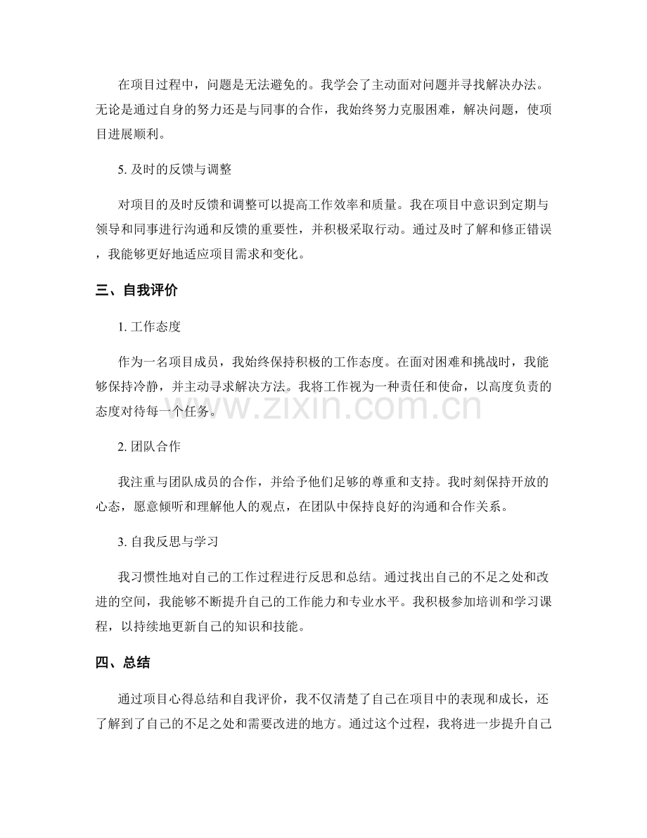 工作总结中的项目心得总结与自我评价.docx_第2页