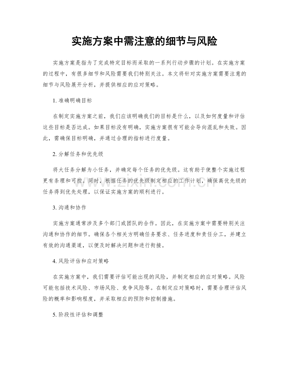 实施方案中需注意的细节与风险.docx_第1页