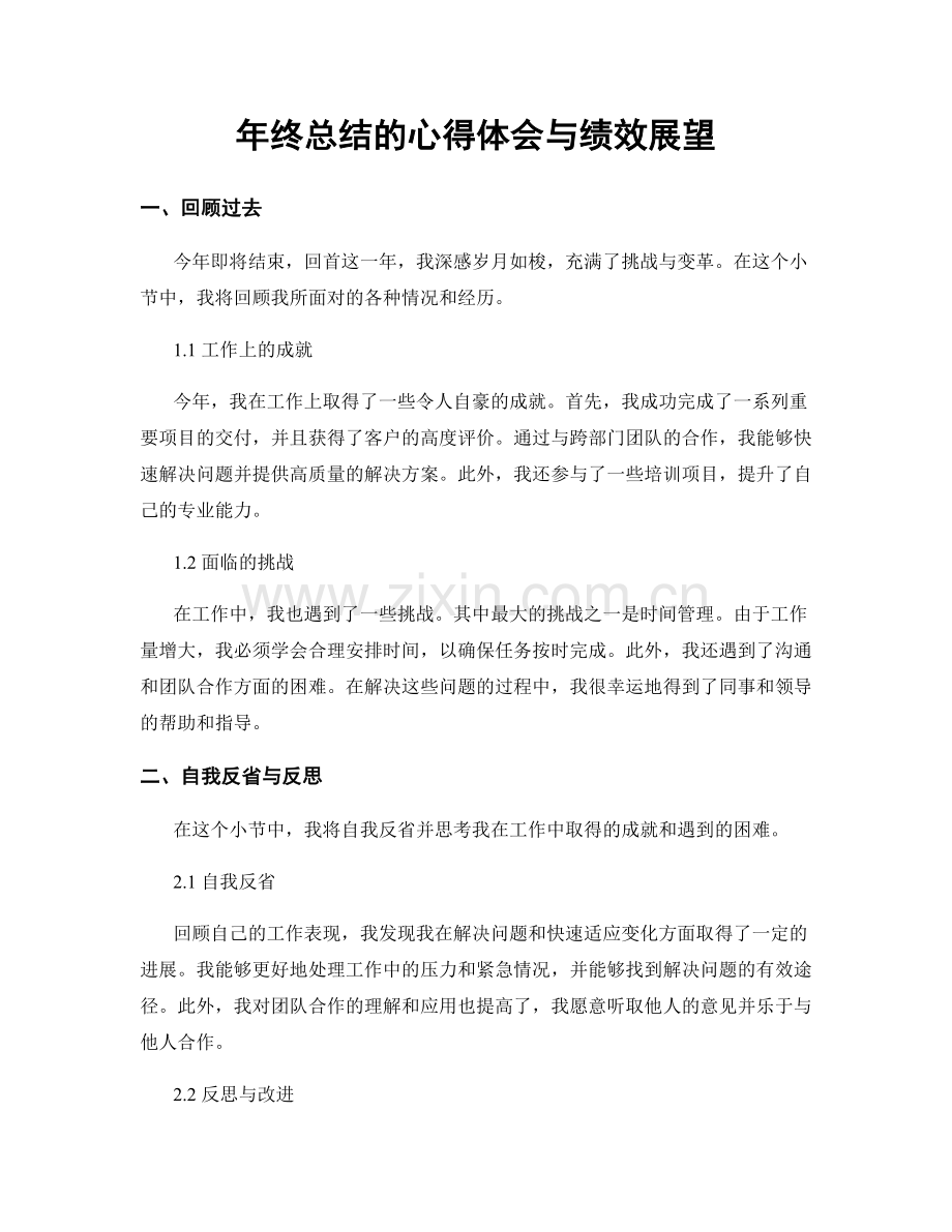 年终总结的心得体会与绩效展望.docx_第1页