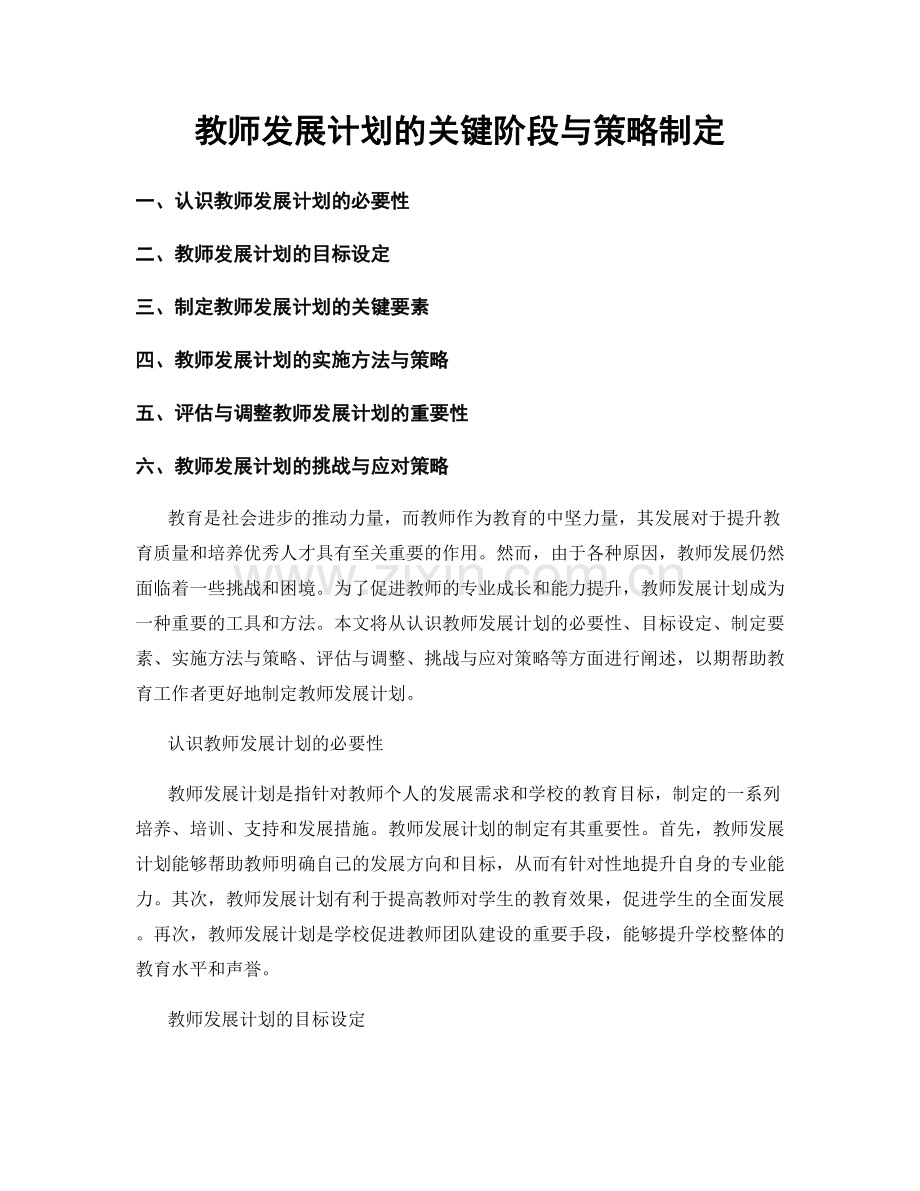 教师发展计划的关键阶段与策略制定.docx_第1页