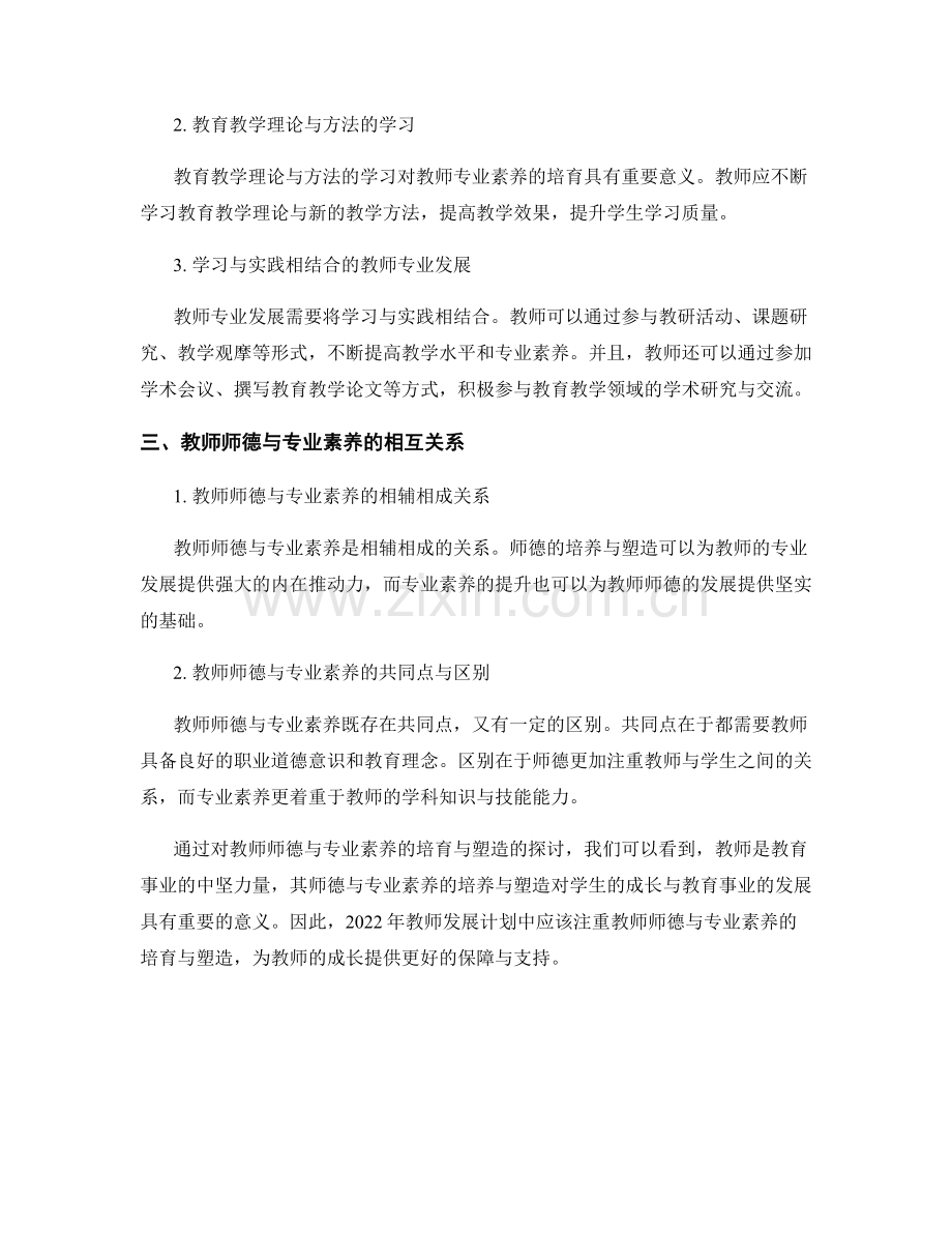 2022年教师发展计划的教师师德与专业素养培育与塑造.docx_第2页