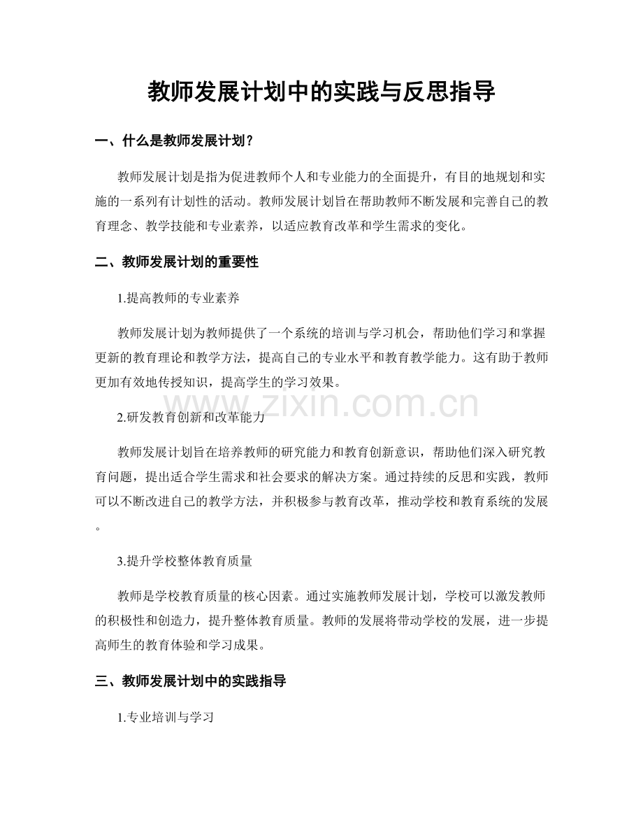 教师发展计划中的实践与反思指导.docx_第1页