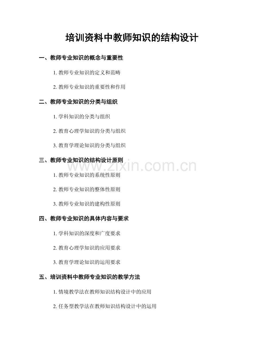 培训资料中教师知识的结构设计.docx_第1页