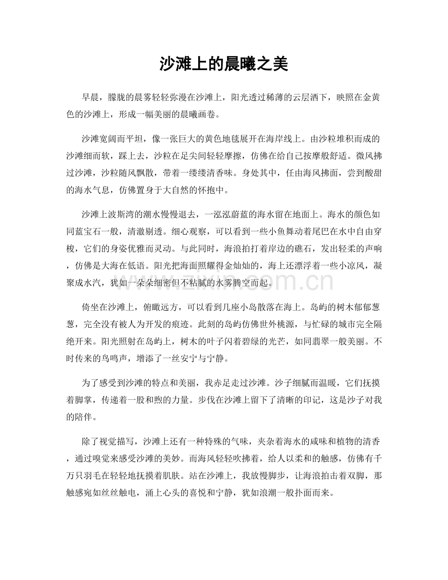 沙滩上的晨曦之美.docx_第1页