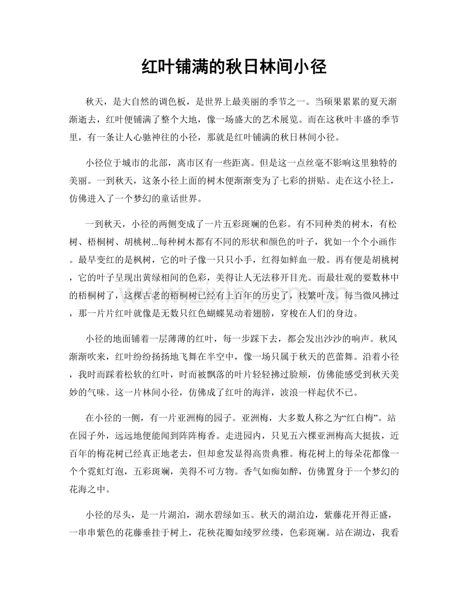 红叶铺满的秋日林间小径.docx_第1页