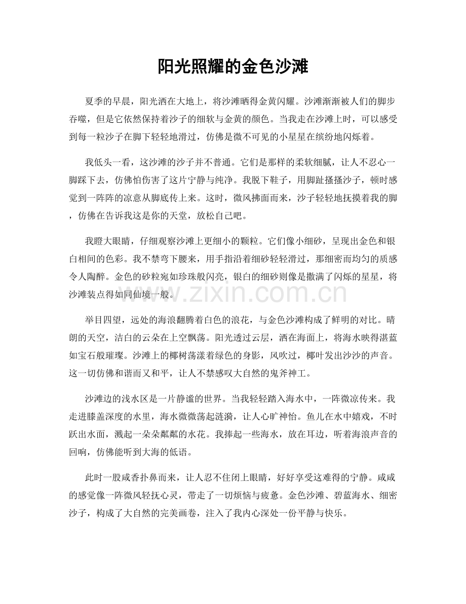 阳光照耀的金色沙滩.docx_第1页