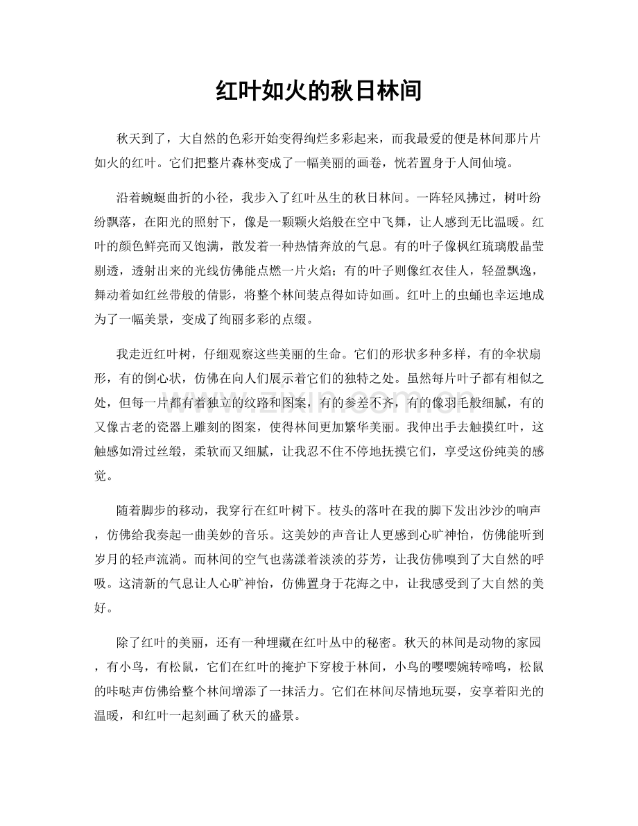 红叶如火的秋日林间.docx_第1页