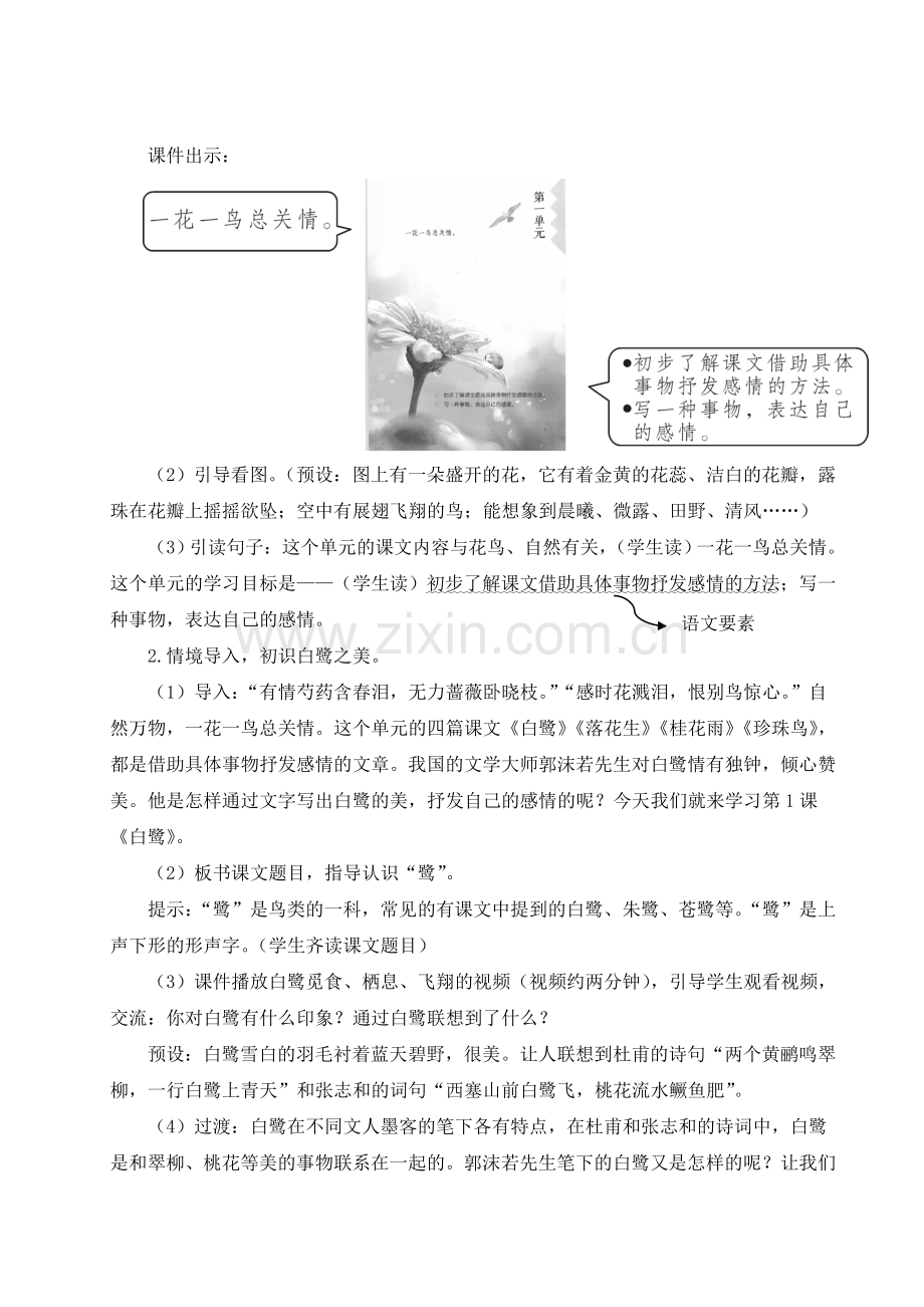 部编版五年级语文上册《白鹭》精美教案.doc_第3页