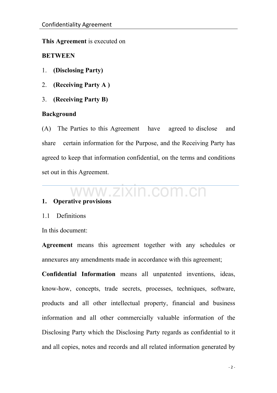 英文版保密协议ConfidentialityAgreement.doc_第2页