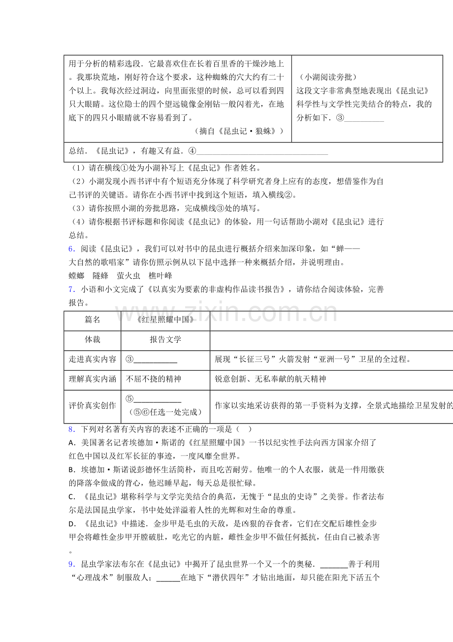 八年级昆虫记名著阅读-专题训练及答案解析.doc_第2页