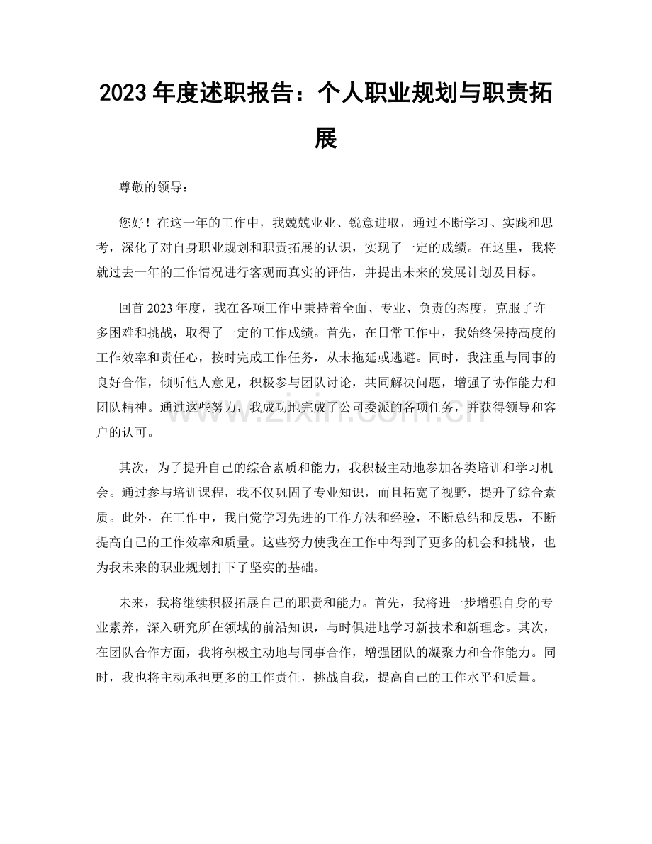 2023年度述职报告：个人职业规划与职责拓展.docx_第1页