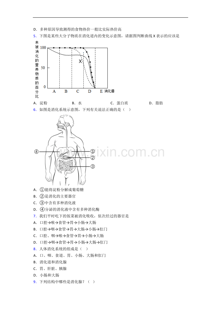 生物七年级下册期中生物期中试卷(含答案).doc_第2页