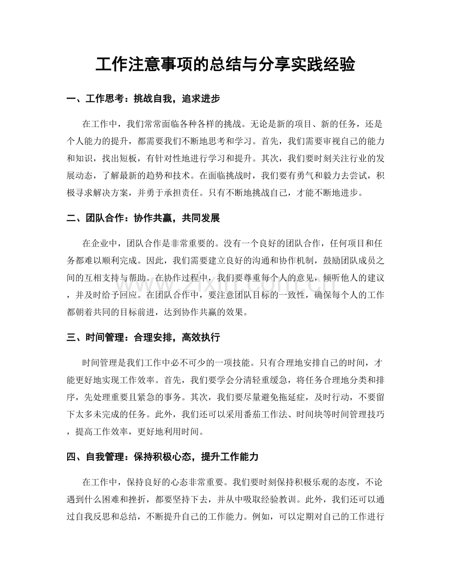 工作注意事项的总结与分享实践经验.docx_第1页