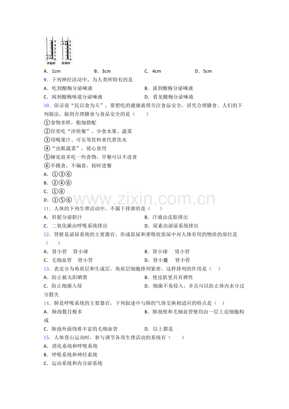 七年级生物下册期中复习知识点模拟.doc_第2页