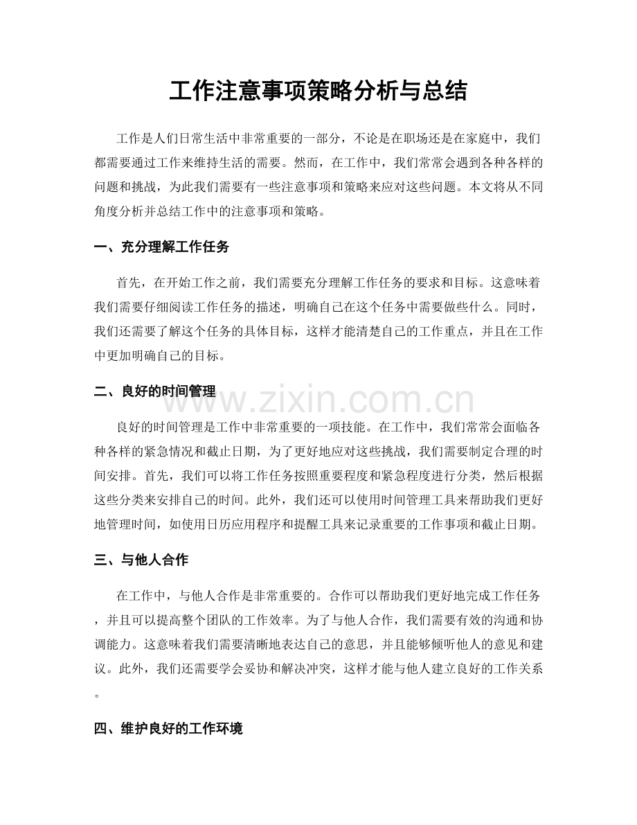 工作注意事项策略分析与总结.docx_第1页