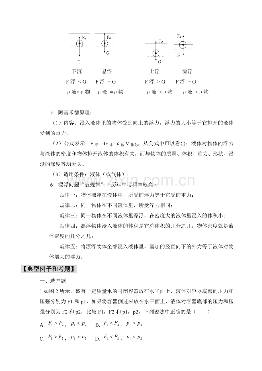 【中考物理】中考中考专项教案：浮力和压强专题.doc_第3页