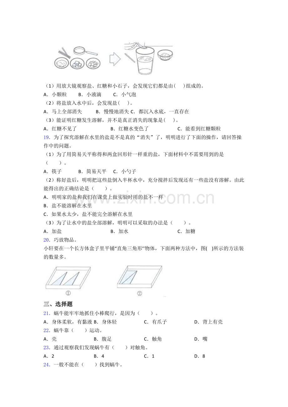 一年级科学下册期末试卷练习(Word版含答案).doc_第3页