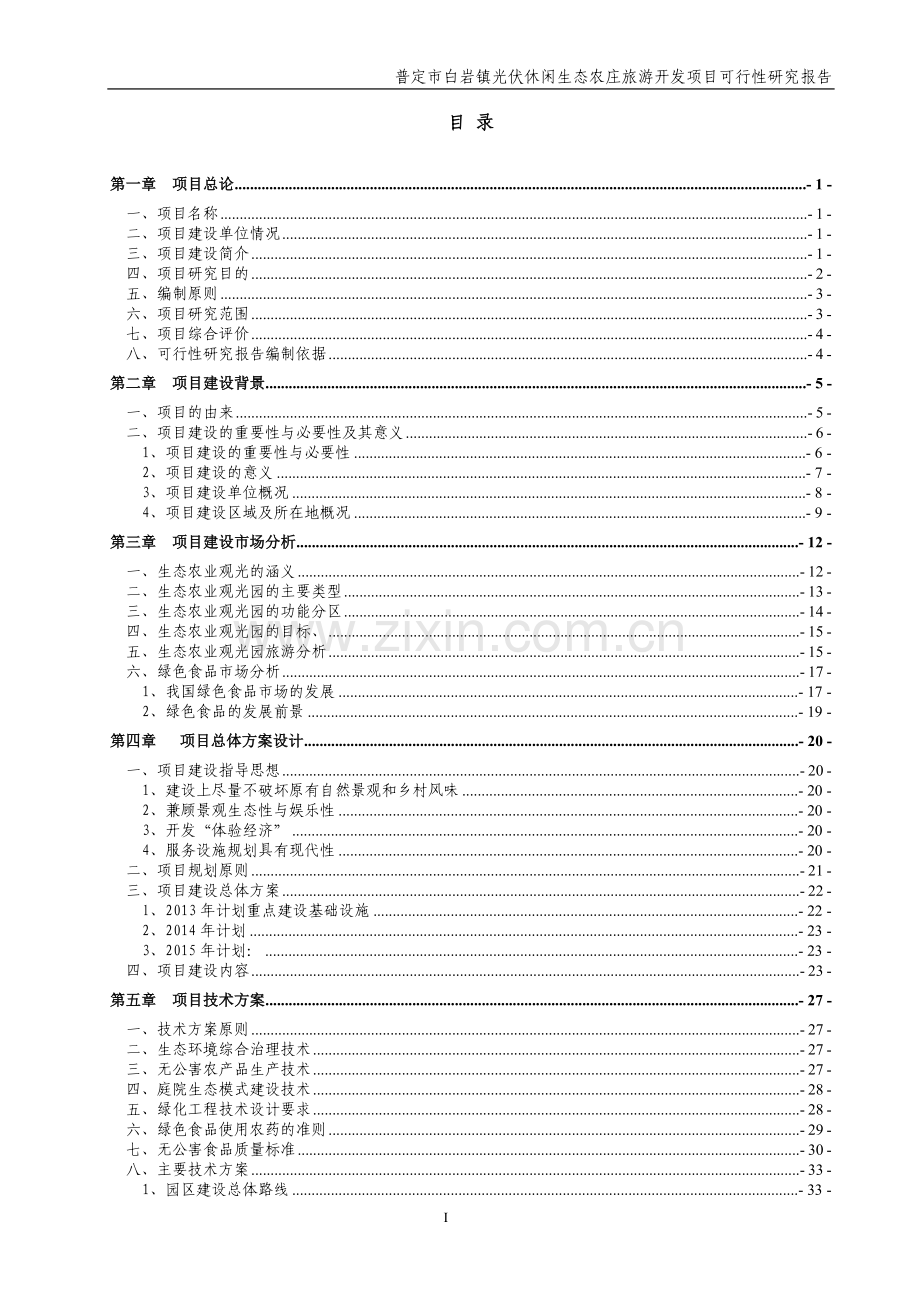 白岩镇光伏休闲生态农庄旅游开发项目可行性论证报告.doc_第1页