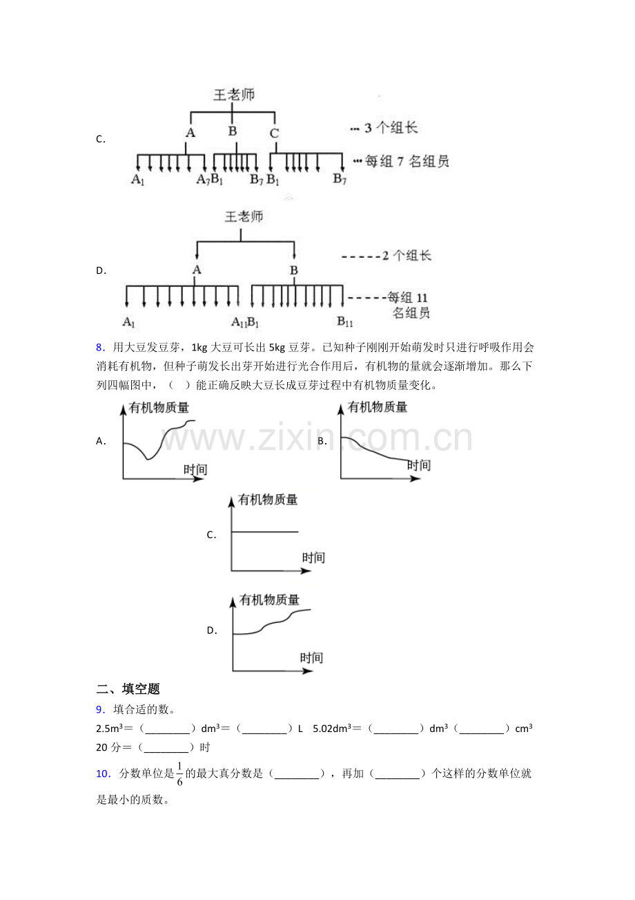 成都七中嘉祥外国语学校人教版五年级下册数学期末考试试卷及答案.doc_第2页