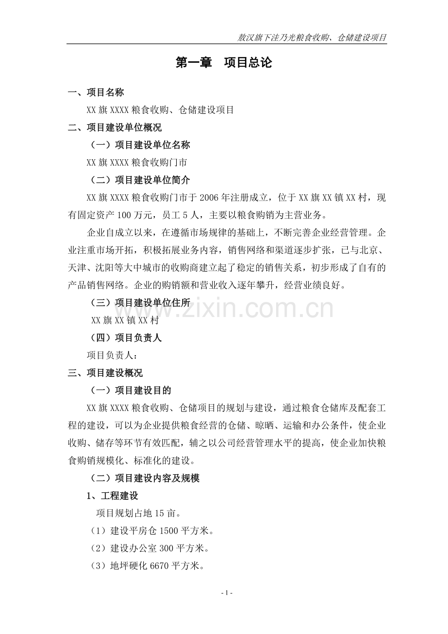 粮食收购仓储建设项目策划书.doc_第1页