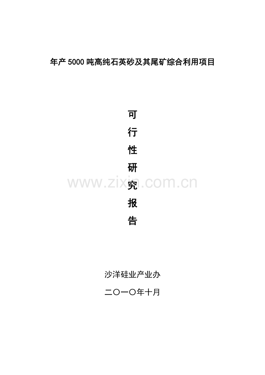 年产5000吨高纯石英砂及其尾矿综合利用项目可行性论证报告.doc_第1页