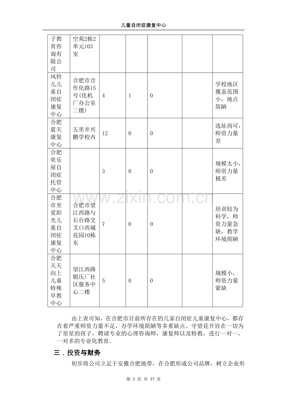 儿童自闭症康复中心项目可行性论证报告.doc_第3页