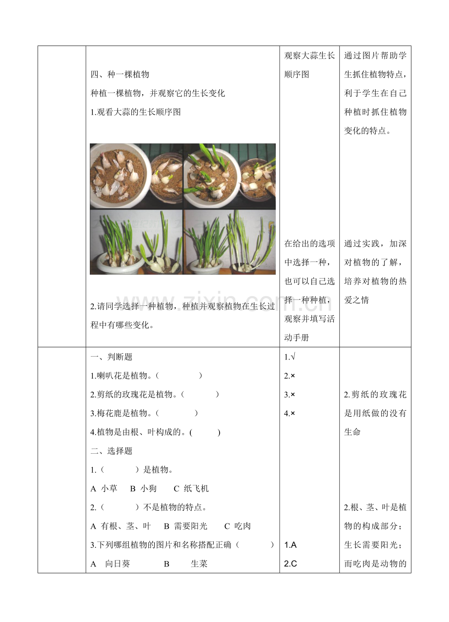 教科版小学科学一年级上册：第一单元第一课《我们知道的植物》(教案).doc_第3页