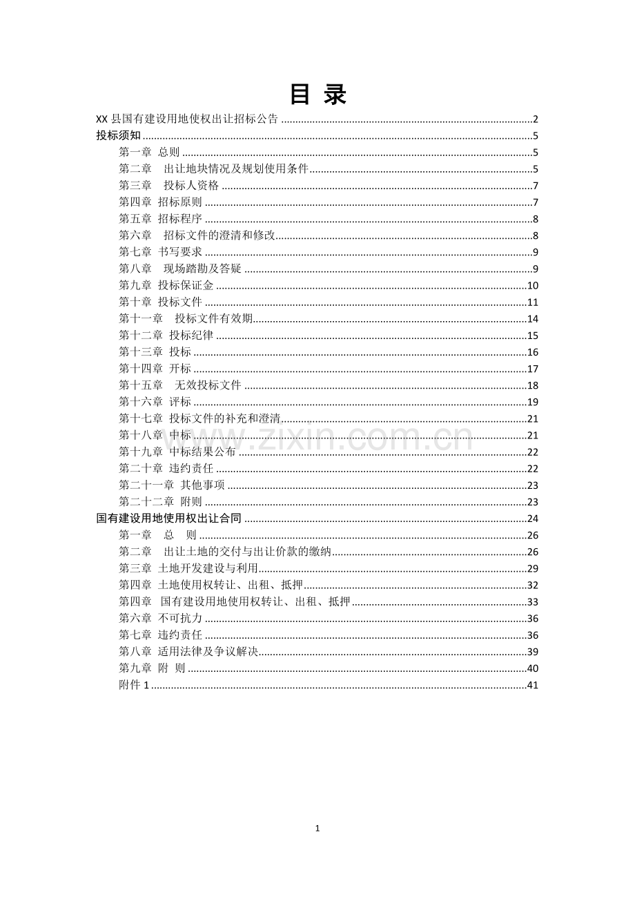 国有建设用地使用权出让招标文件.doc_第1页