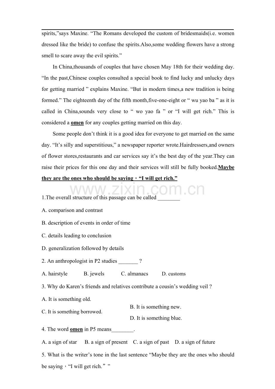 2021年浙江省专升本大学英语试题和答案.doc_第3页