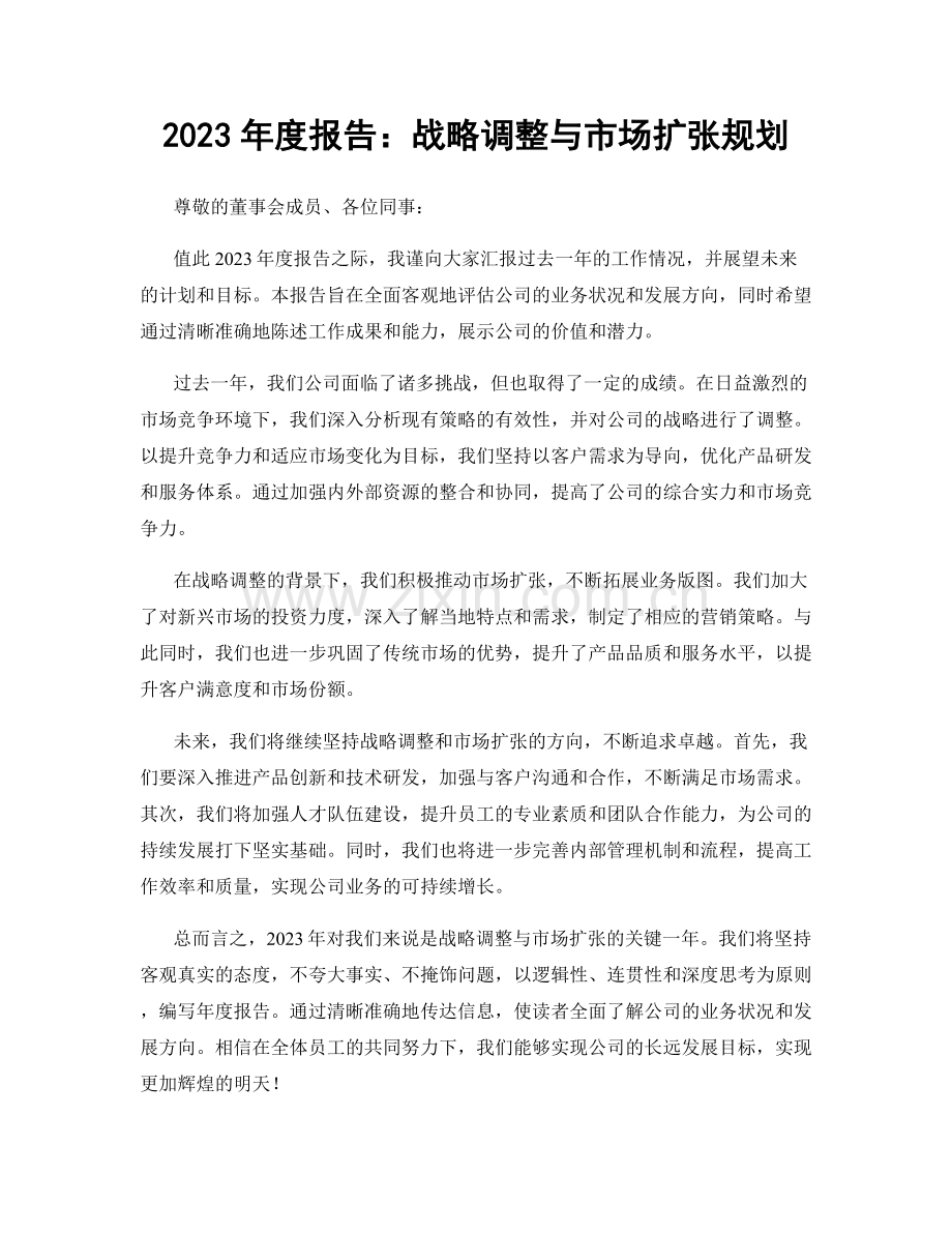 2023年度报告：战略调整与市场扩张规划.docx_第1页