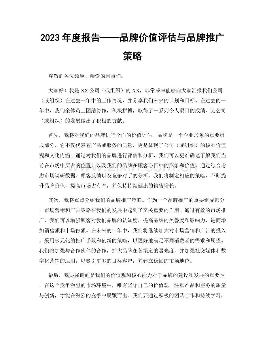 2023年度报告——品牌价值评估与品牌推广策略.docx_第1页