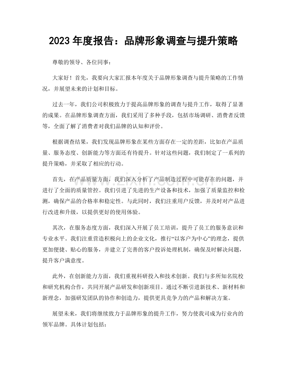 2023年度报告：品牌形象调查与提升策略.docx_第1页