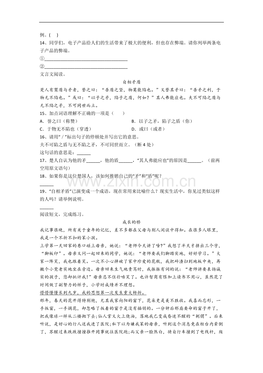 西安外国语学校(北郊)小学语文五年级下册期末试卷.docx_第3页