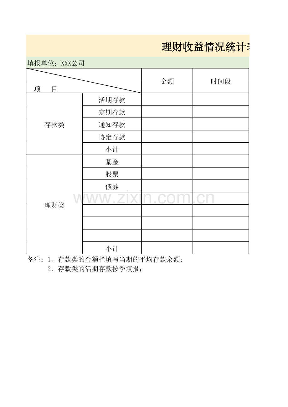 XXX公司理财收益情况统计表(Excel表格通用模板).xls_第1页