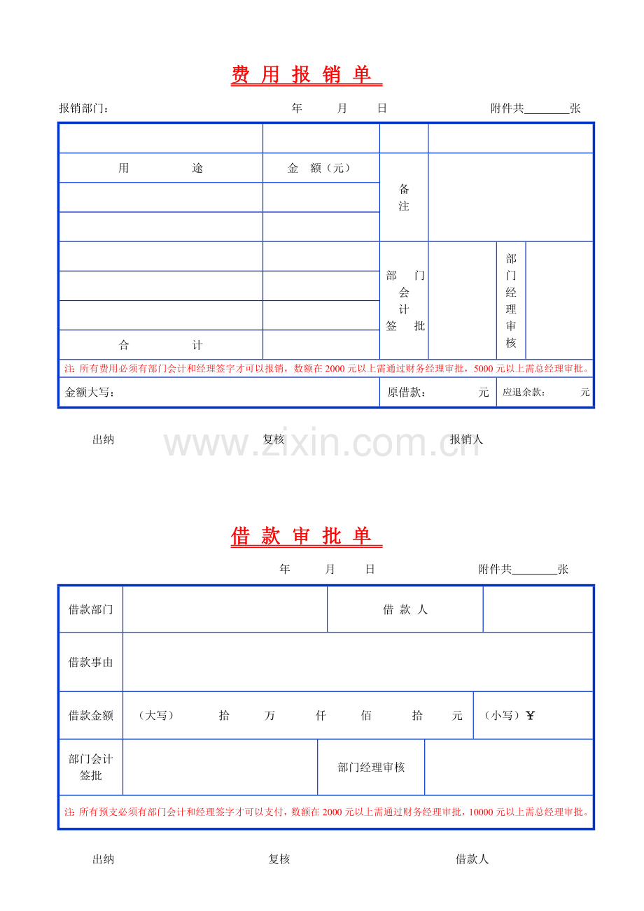 各费用报销单表格.doc_第1页