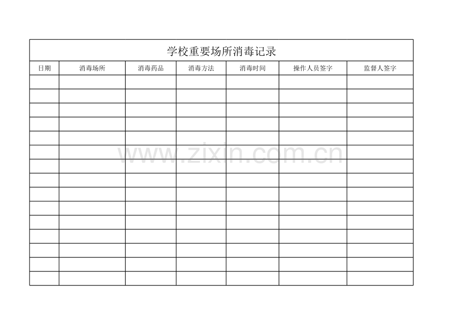 学校重要场所消毒记录表.xls_第1页