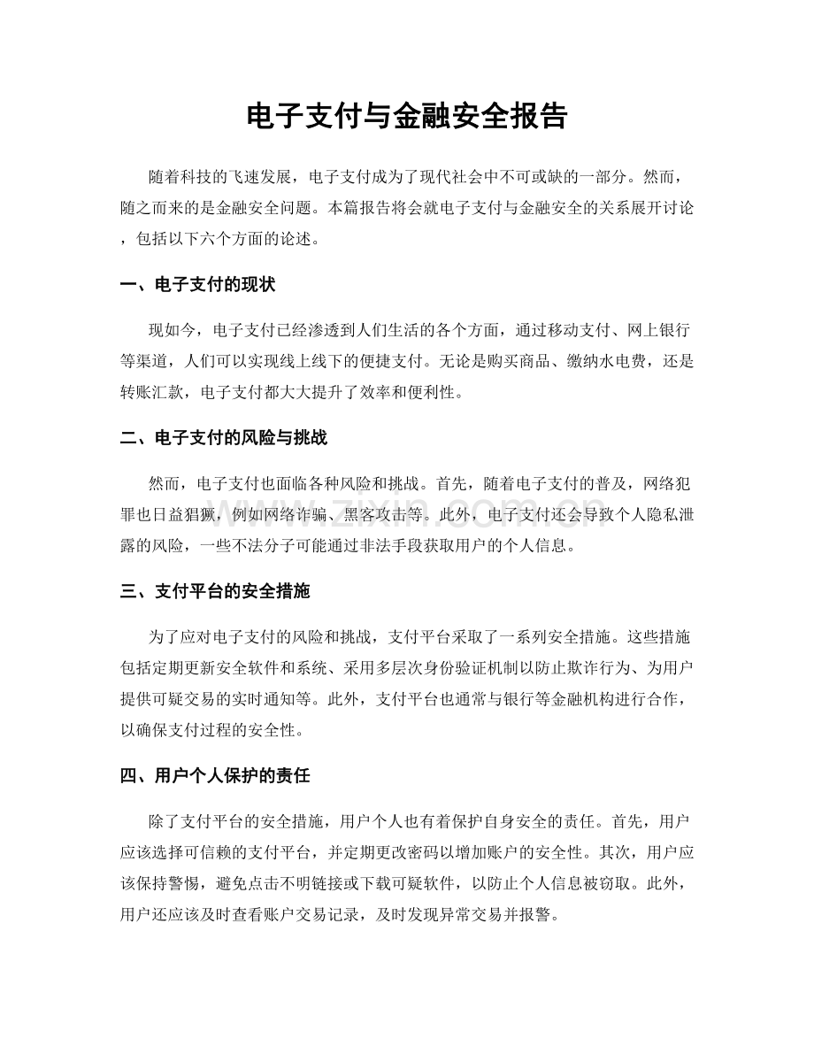 电子支付与金融安全报告.docx_第1页