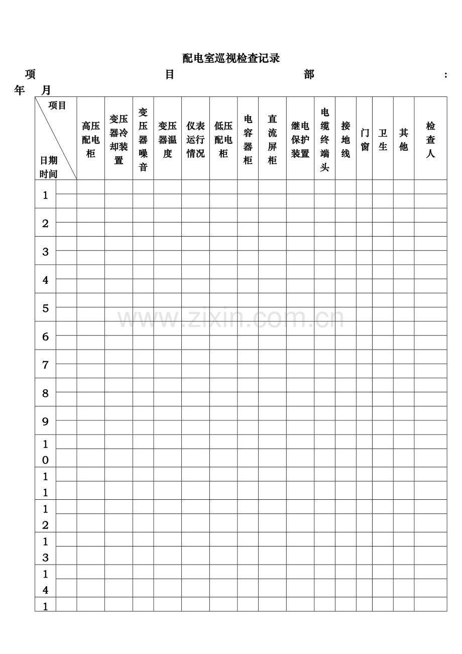 配电室巡视检查记录.doc_第1页