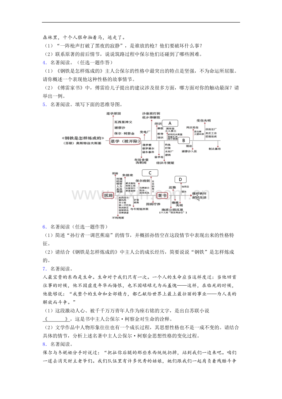 《钢铁是怎样炼成的》名著导读专题试题及答案解析.doc_第2页