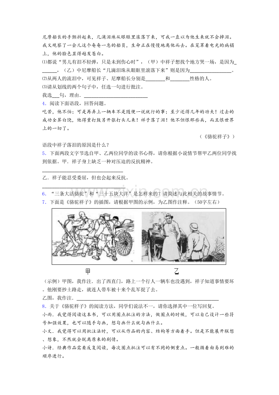 初一骆驼祥子名著阅读题易错题练习带答案解析.doc_第2页