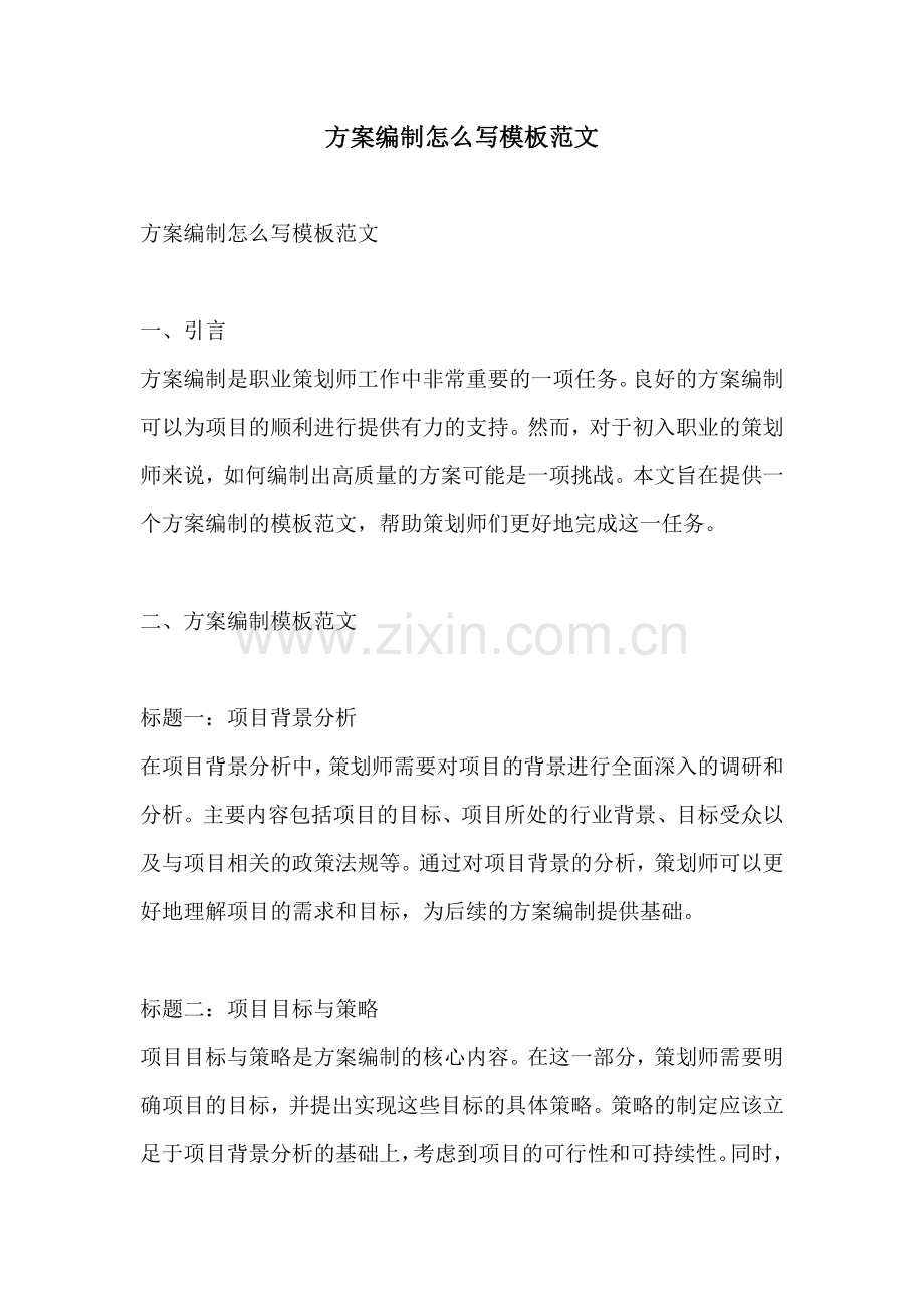 方案编制怎么写模板范文.docx_第1页