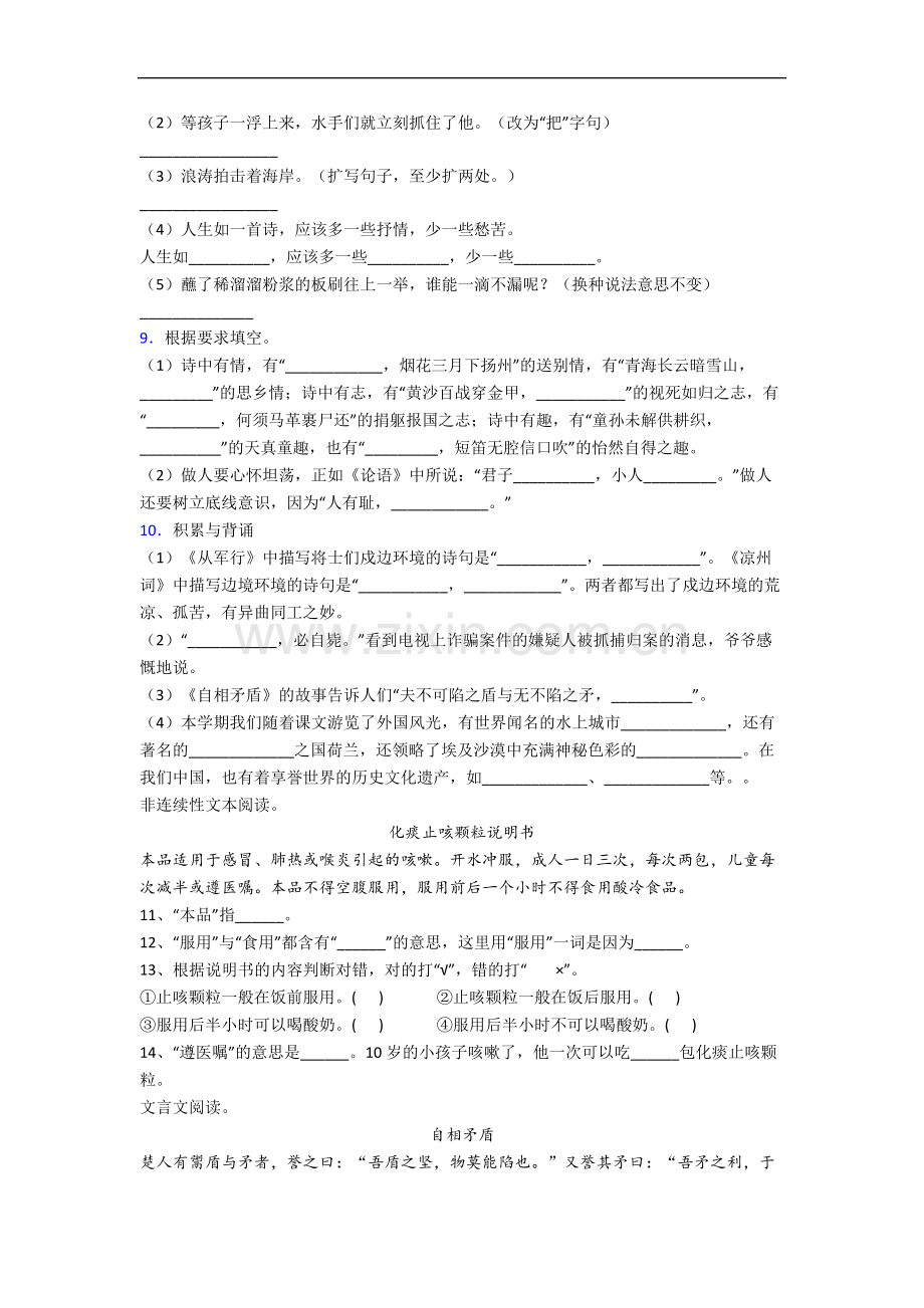 广东省深圳市深圳小学小学语文五年级下册期末试卷(含答案).docx_第2页