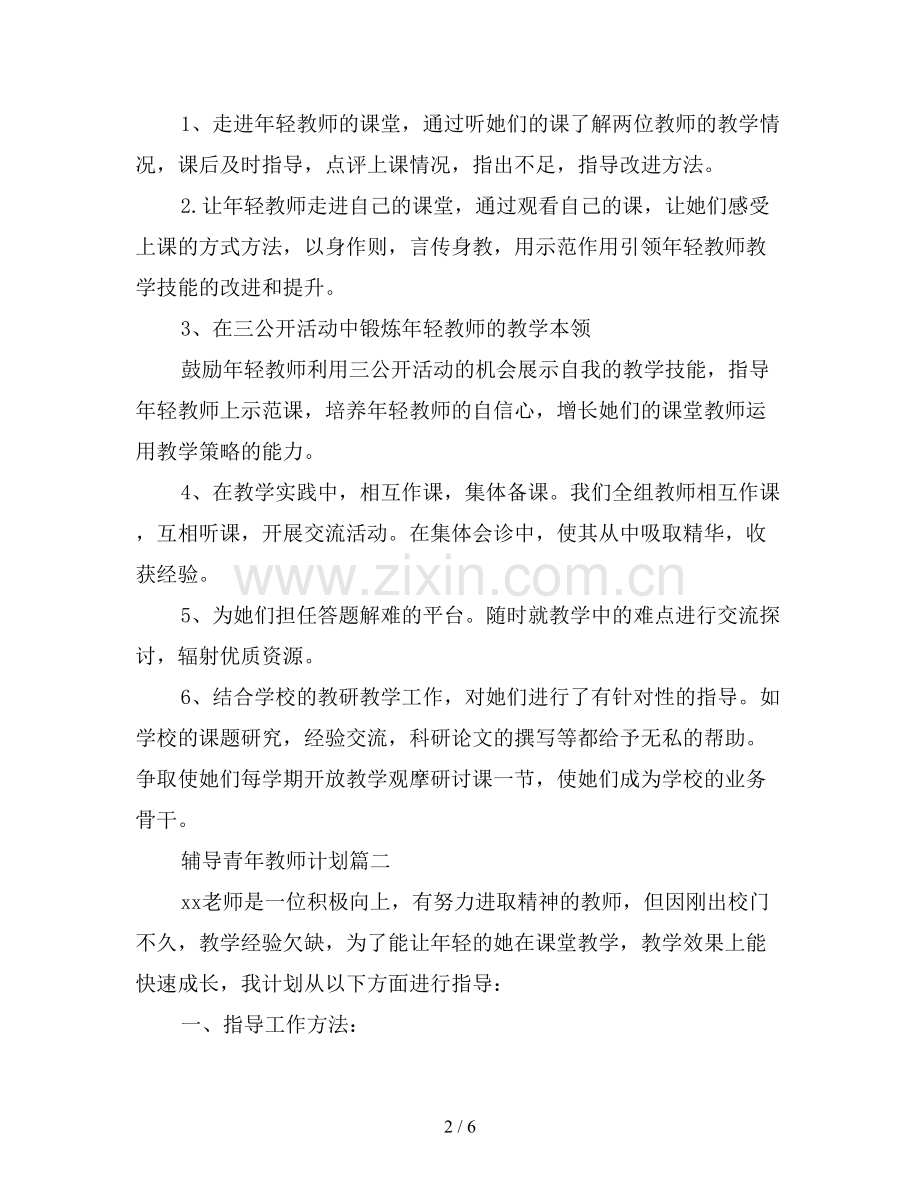 2019年辅导青年教师计划.doc_第2页