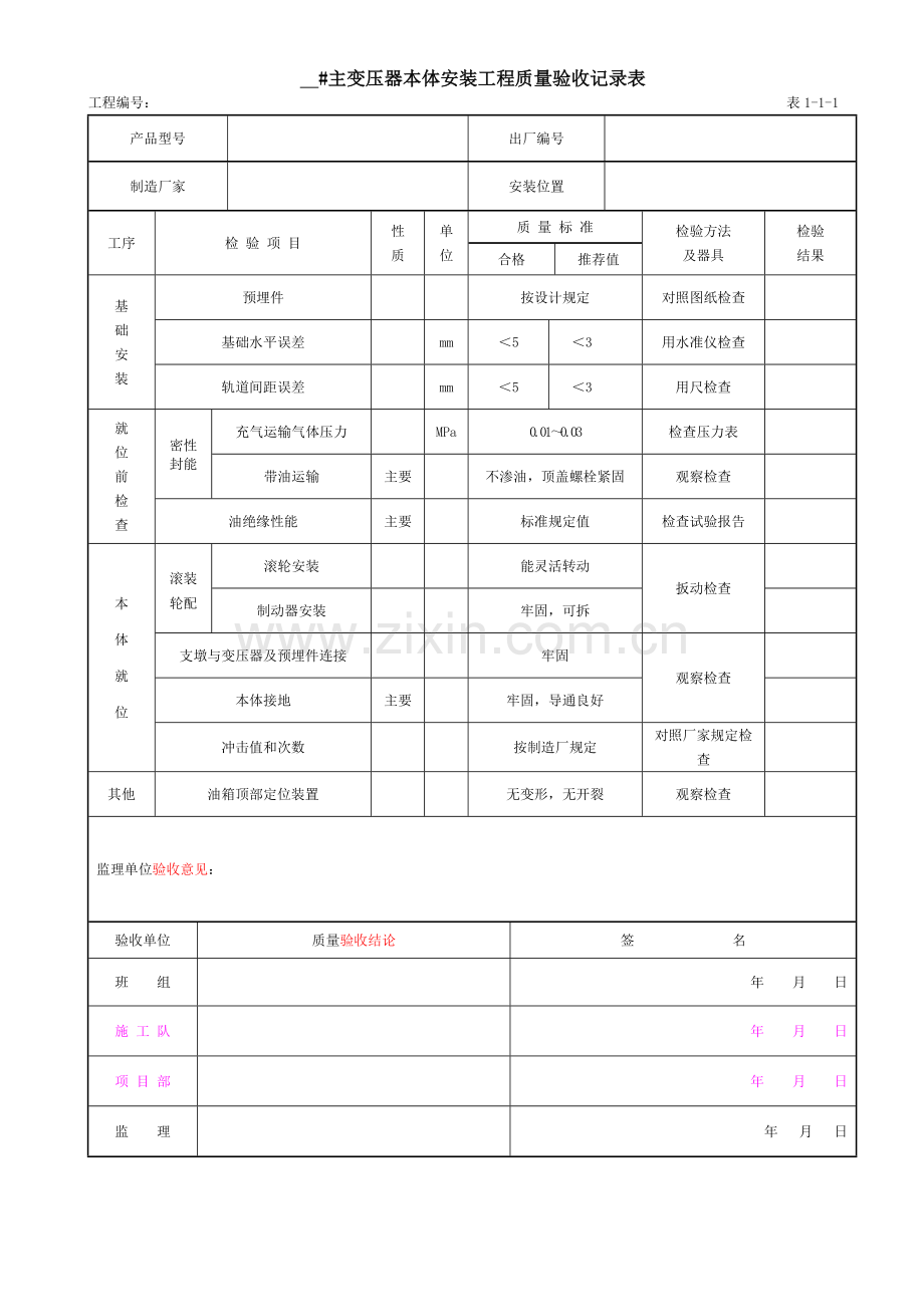 变压器安装质量验收表格.doc_第3页