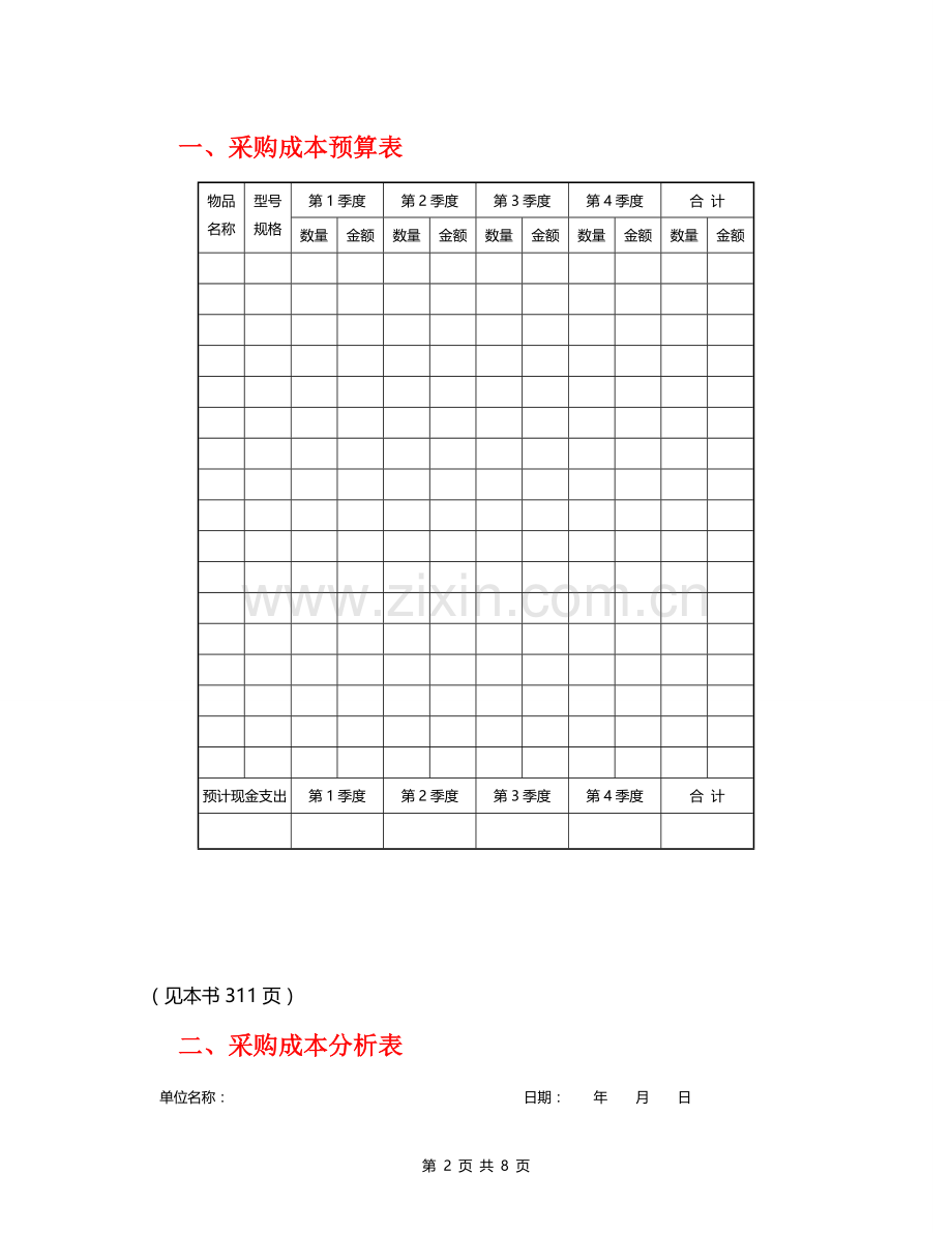 采购价格与成本管理表格模版.doc_第2页