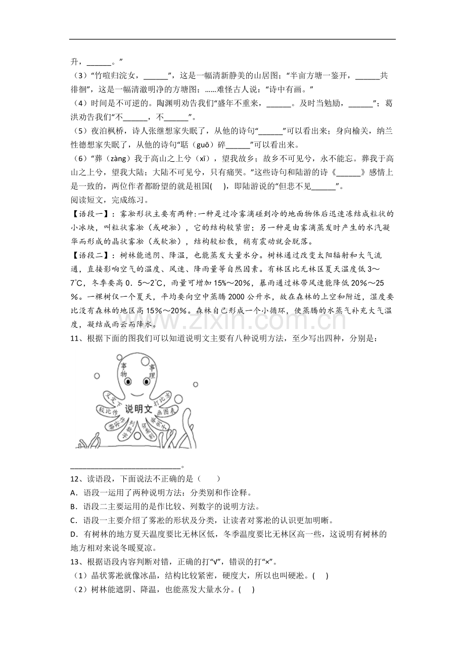 山东省潍坊市奎文区幸福街小学小学语文五年级上册期末试题(含答案).docx_第2页