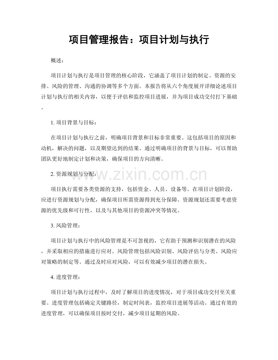 项目管理报告：项目计划与执行.docx_第1页