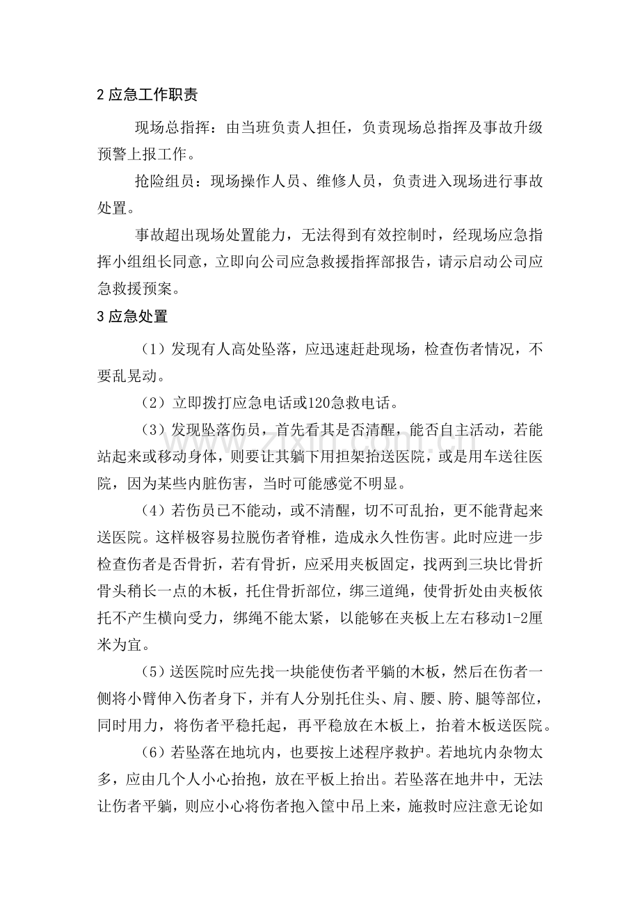 某公司高处坠落事故现场处置方案.docx_第2页