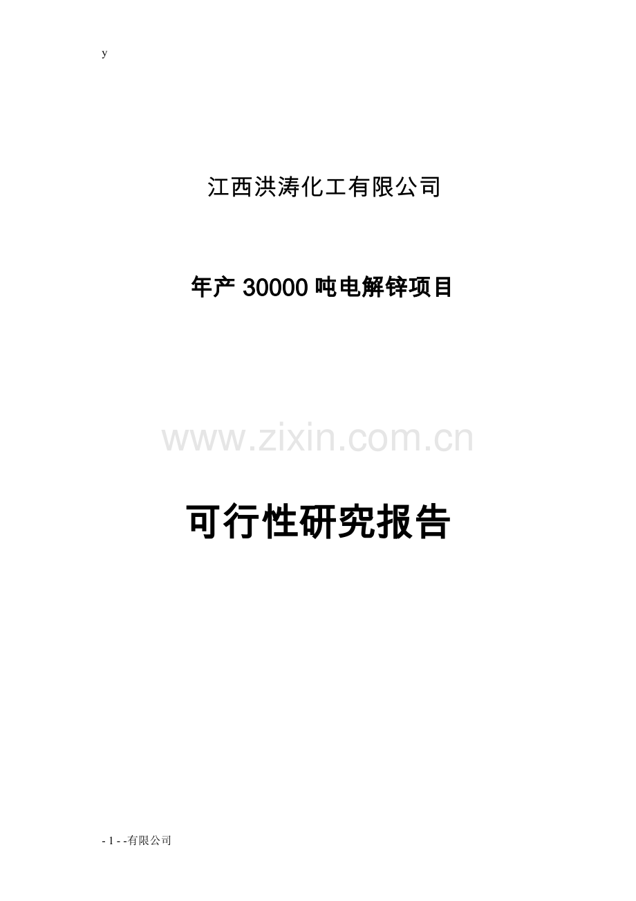 年产3万吨电解锌生产项目可行性研究报告.doc_第1页