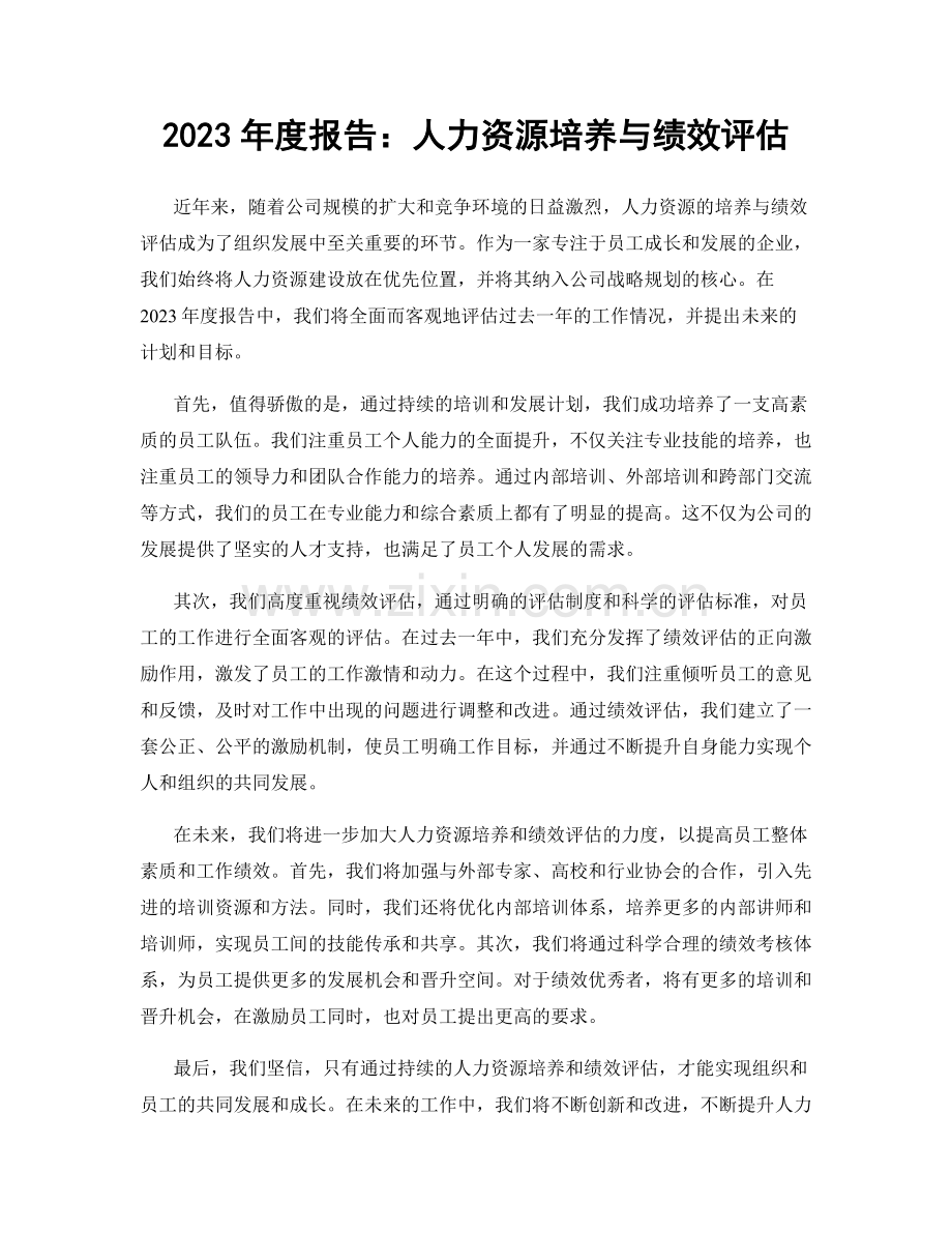 2023年度报告：人力资源培养与绩效评估.docx_第1页